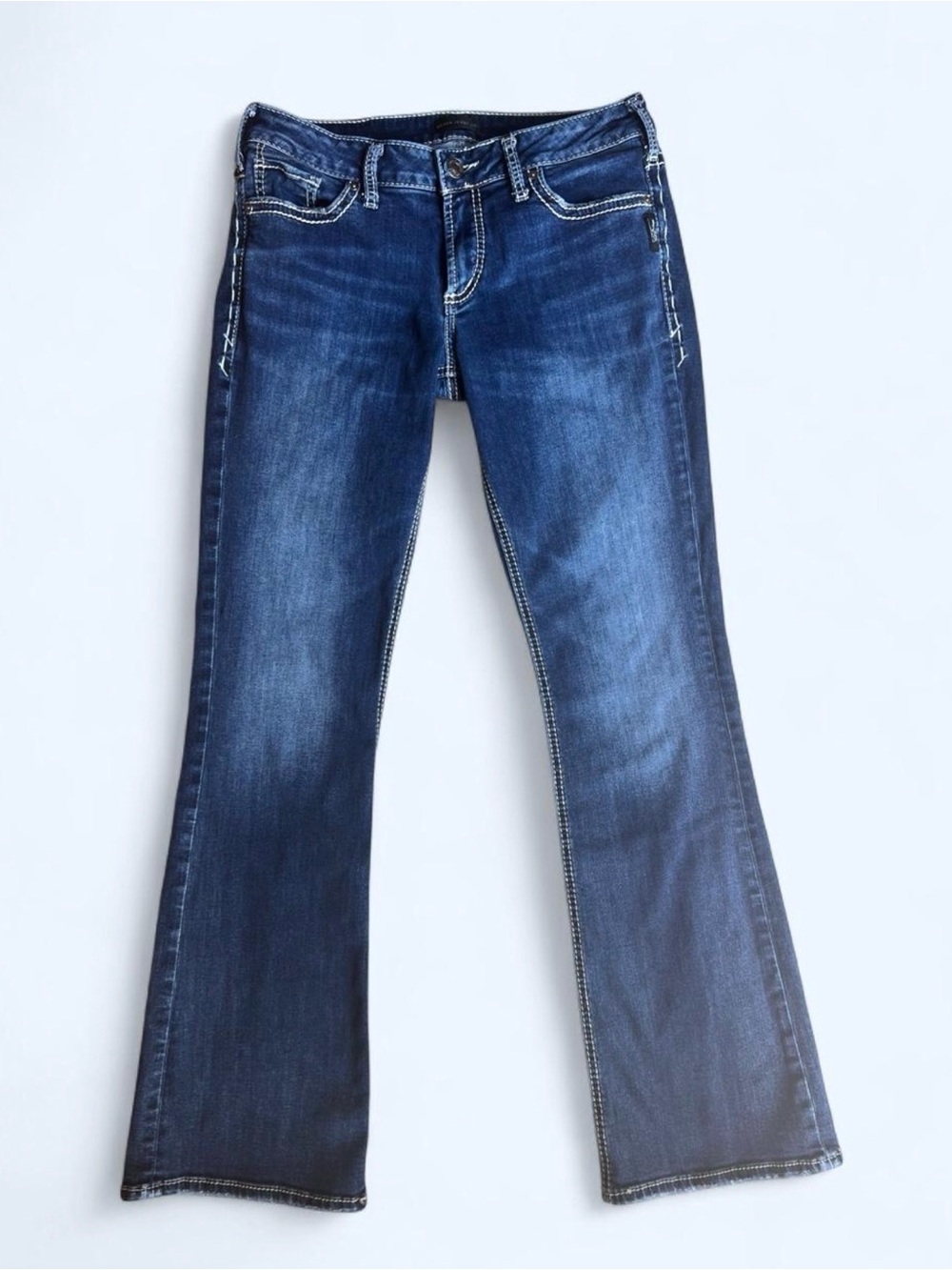 Silver Jeans Indigo Flare Jeans with Contrast Stitching